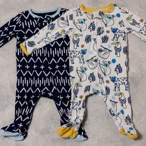 Bundle of 2 cloud island 0-3 month sleeper footie pajamas